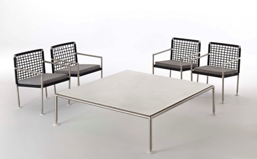 Coro Nest Couchtisch quadratisch 140cm Tischplatte Stein Rahmen Edelstahl satiniert Coro Nest Couchtisch quadratisch 140cm Tischplatte Stein Rahmen Edelstahl satiniert